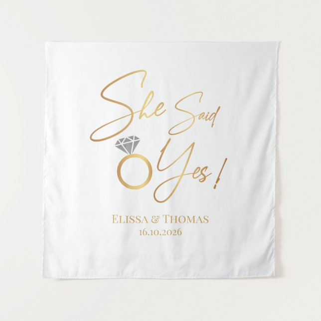 Tapiz She said Yes! Engaged wedding Backdrop banne (Front)