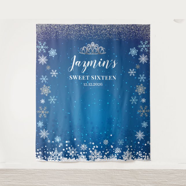 Tapiz Snow Princess Winter Sweet 16 Backdrop (Front)