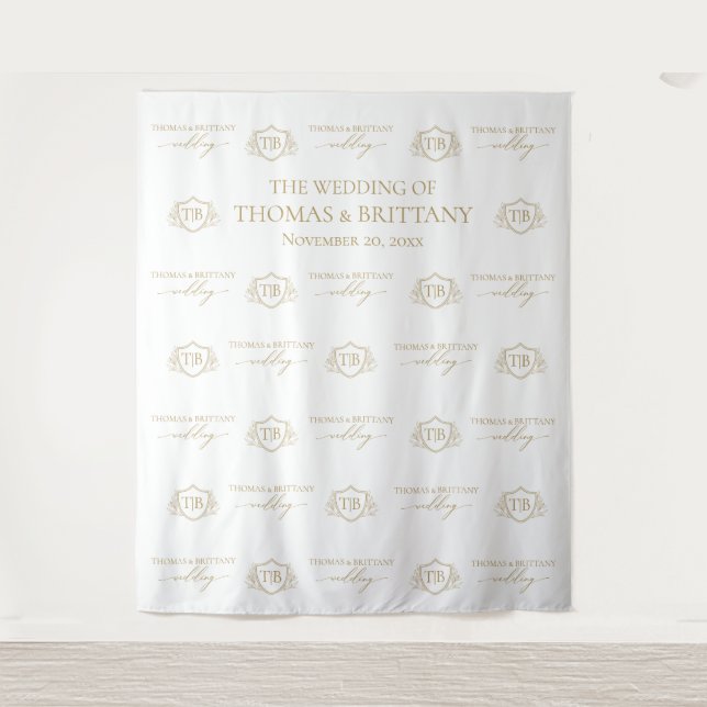 Tapiz Step and repeat backdrop wedding elegant mon (Front)