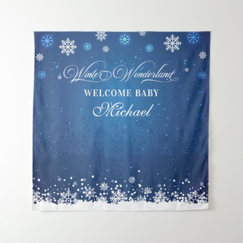 Tapiz Winter Baby Shower Welcome Baby banner backd Tapestry