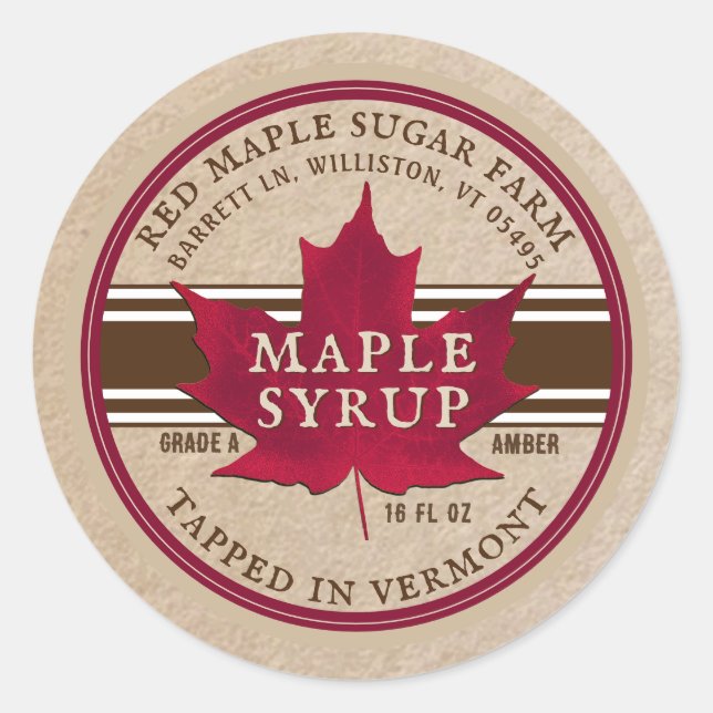 Tapped in Vermont Maple Syrup Label on Kraft (Front)