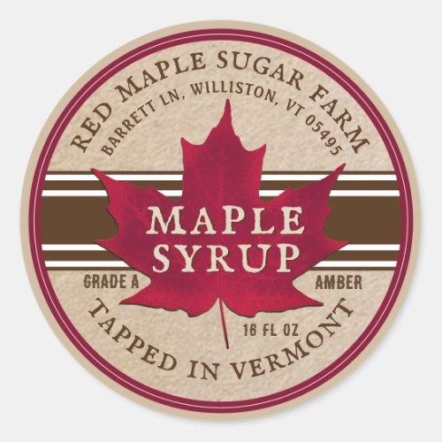 Tapped in Vermont Maple Syrup Label on Kraft
