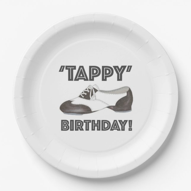 Tappy Happy Birthday Bday Tap Dance Tapdance Shoe Paper Plates (Front)