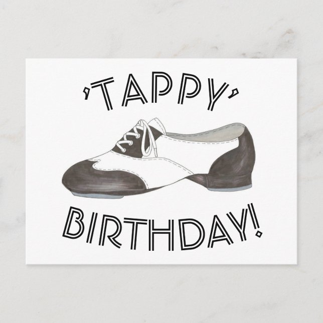 Tappy Happy Birthday Dance Teacher Tap Shoe Dancer Postcard (Front)