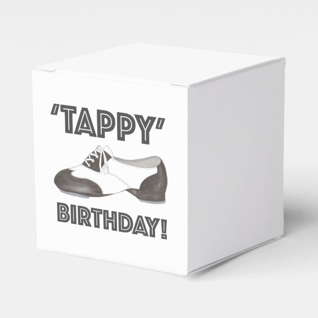Tappy Happy Birthday Dance Teacher Tap Shoe Favor Boxes (Front Side)
