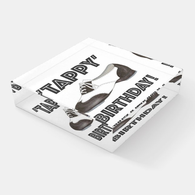 Tappy (Happy) Birthday Tap Dance Teacher Shoe Paperweight (Angled)