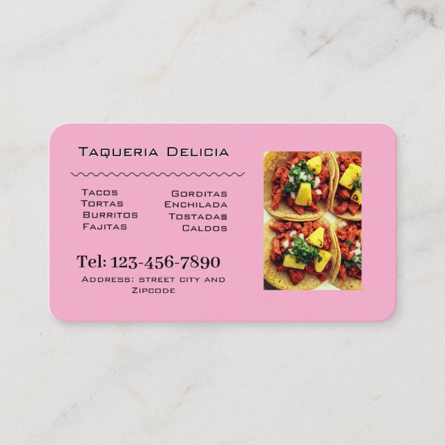 taqueria / restaurant editable card  (Front)