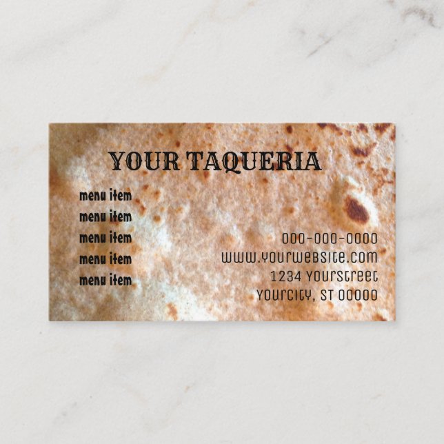 Taqueria Tortilla Business Card (Front)