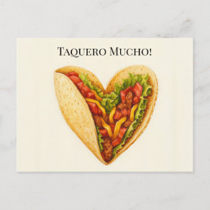 Taquero Mucho Heart Taco Valentine Postcard