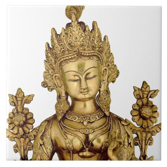 Tara Buddha Buddhist Goddess Yoga Tibet Art Peace Ceramic Tile (Front)