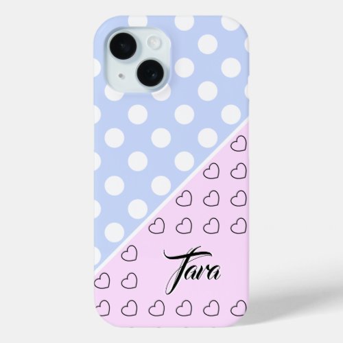 Tara _ Name Template _ Light Blue And Pastel Pink iPhone 15 Case