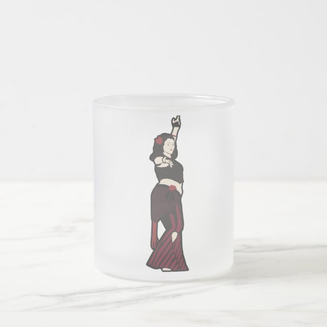 Tara Tribal Belly Dancer Frosted Glass Coffee Mug (Center)