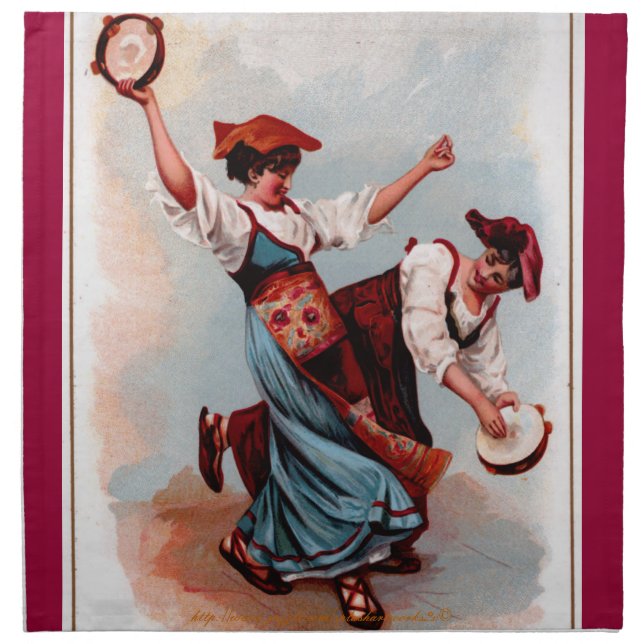 "Tarantella: An Italian Folk Dance" Cloth Napkin (Front)