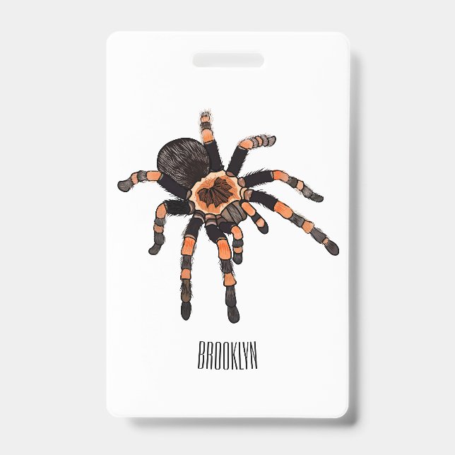 Tarantula cartoon illustration badge (Front)