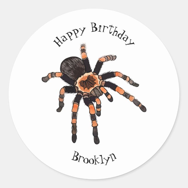 Tarantula cartoon illustration classic round sticker (Front)