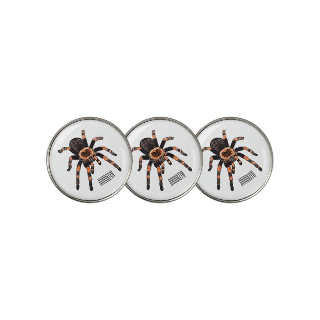 Tarantula cartoon illustration golf ball marker (3 Up)