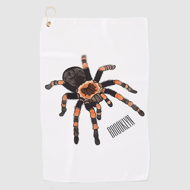 Tarantula cartoon illustration golf towel (Front)