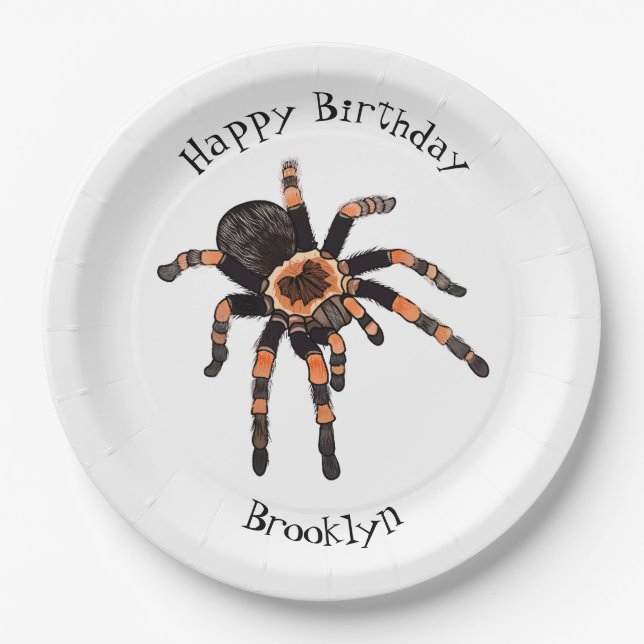 Tarantula cartoon illustration paper plates (Front)