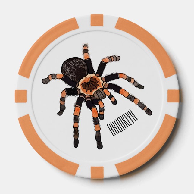 Tarantula cartoon illustration poker chips (Front)
