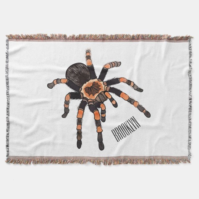 Tarantula cartoon illustration throw blanket (Front)