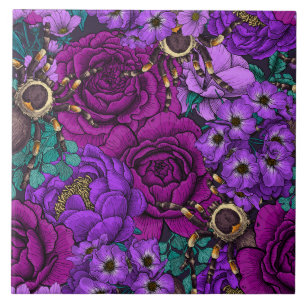 Tarantula garden 3 ceramic tile