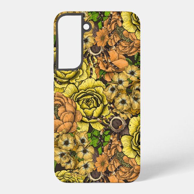 Tarantula garden, yellow and orange samsung galaxy case (Back)