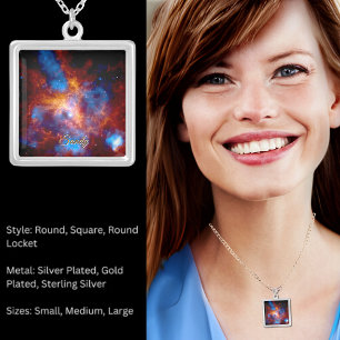 Tarantula Nebula Custom Name Silver Plated Necklace
