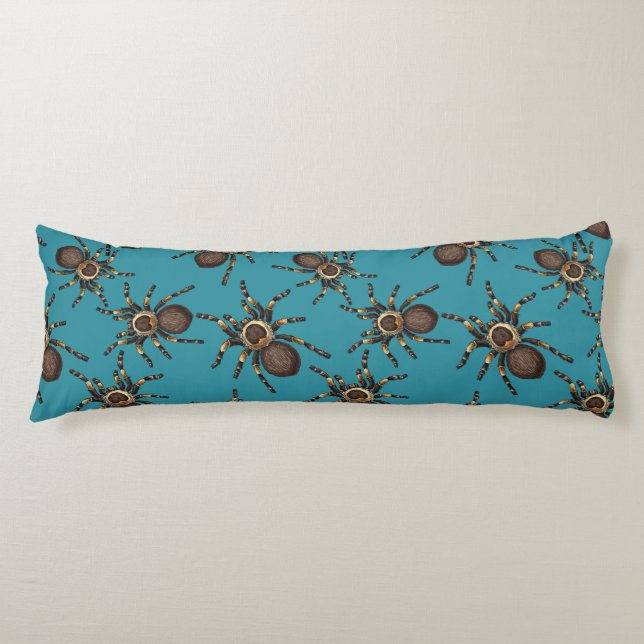Tarantula on blue body pillow (Front)