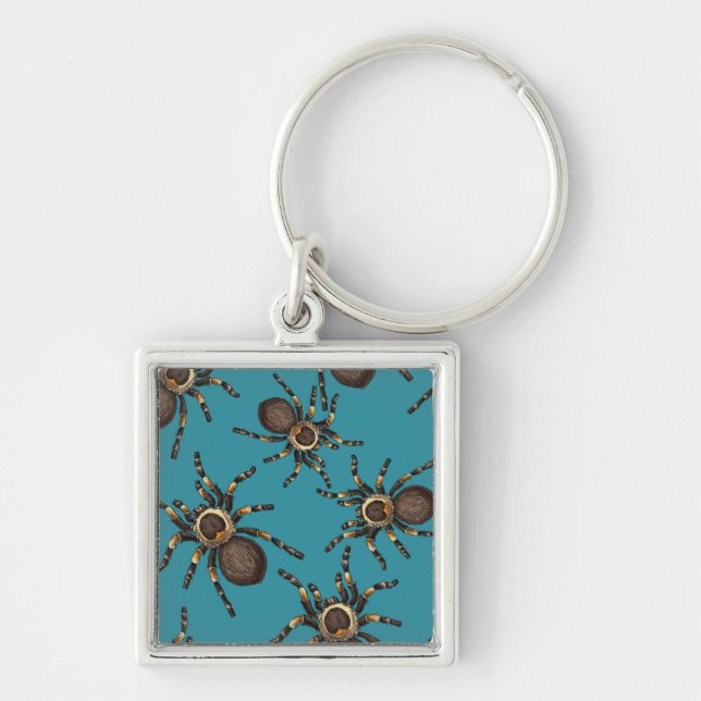 Tarantula on blue keychain (Front)