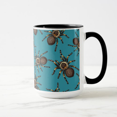 Tarantula on blue mug