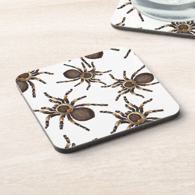 Tarantula on white beverage coaster (Left Side)