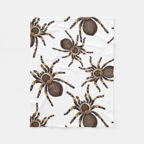 Tarantula on white fleece blanket