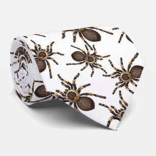 Tarantula on white neck tie