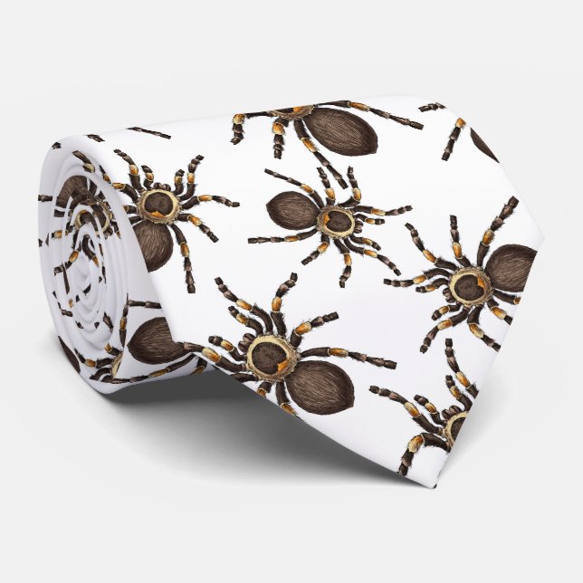 Tarantula on white neck tie (Rolled)