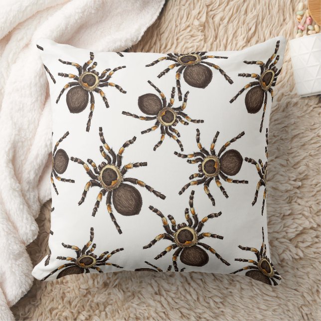 Tarantula on white throw pillow (Blanket)