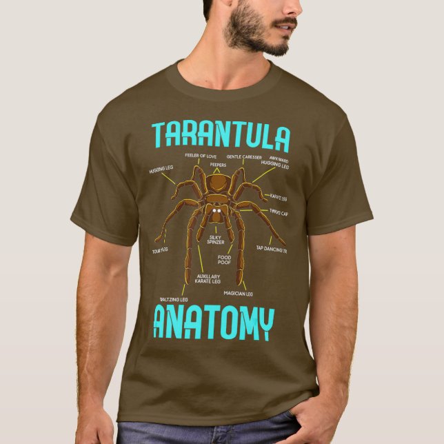 Tarantula Spider Anatomy - Funny Spider Diagram T-Shirt (Front)