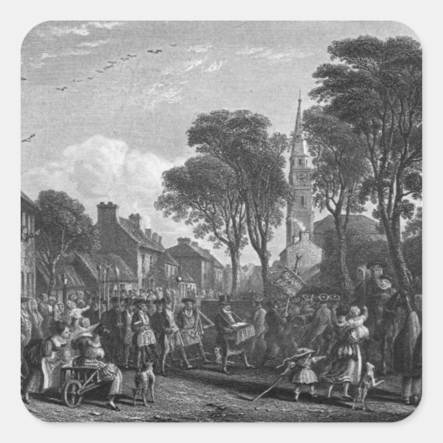 Tarbolton, Procession of St.James' Lodge, 1846 Square Sticker (Front)