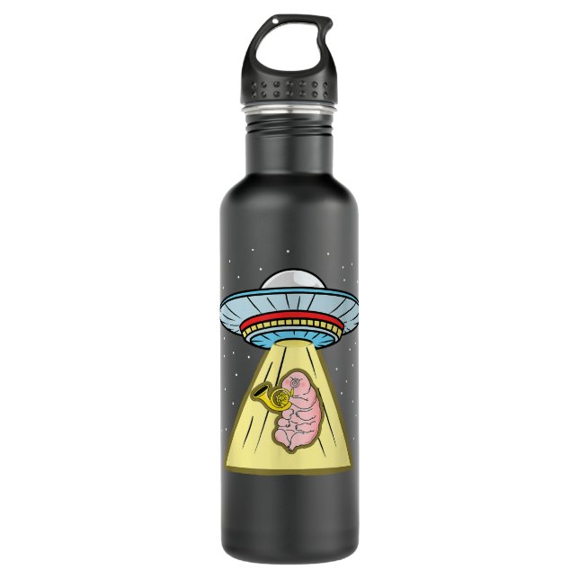 Tardigrade Playing French Horn Ufo Abduction3 Stainless Steel Water Bottle (Front)