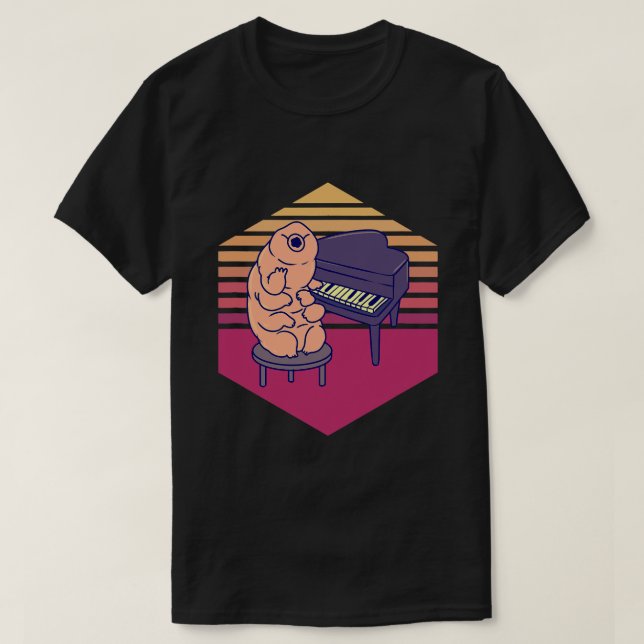 Tardigrade Playing Piano Vintage T-Shirt (Design Front)