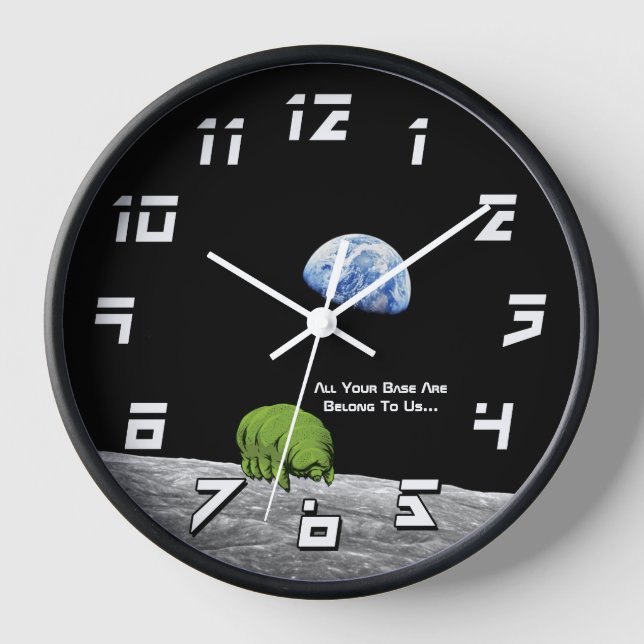 Tardigrades On Moon Funny NASA Apollo 8 Earthrise Clock (Front)