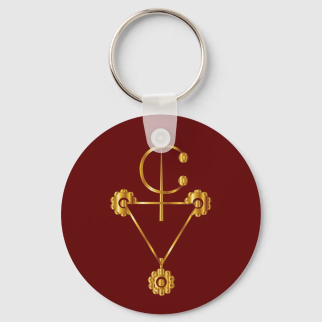 Tarditional Tazerzit Amazigh on Royal Red Bg Keychain (Front)
