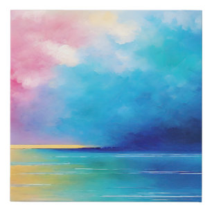 “Tarfarran” Pink and Blue Landscape Seascape Faux Canvas Print