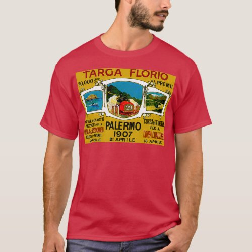 TARGA FLORIO Vintage Palermo Auto Racing Print T_Shirt