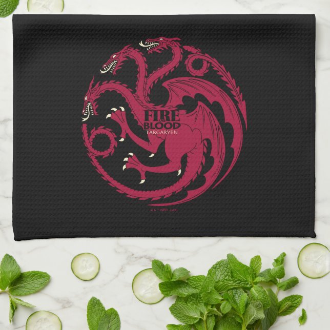Targaryen Sigil - Fire & Blood Kitchen Towel (Folded)