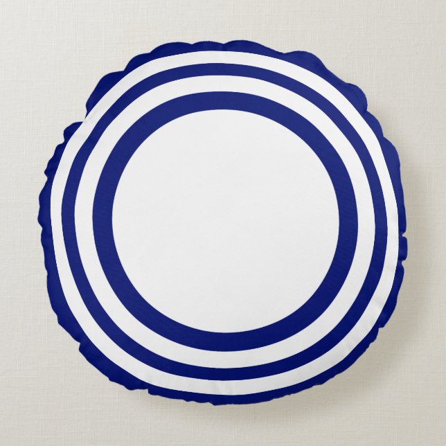 Target Bullseye,Blue-White Round Pillow (Front)