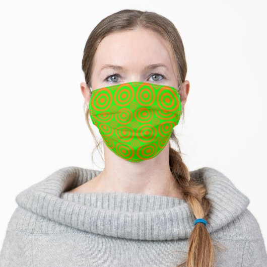 Target Bullseye-Neon and Orange Adult Cloth Face Mask (Worn)