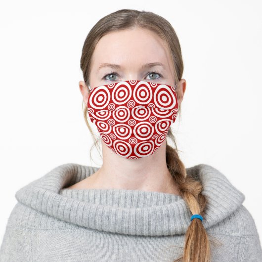 Target Bullseye-Red and White Adult Cloth Face Mask (Worn)