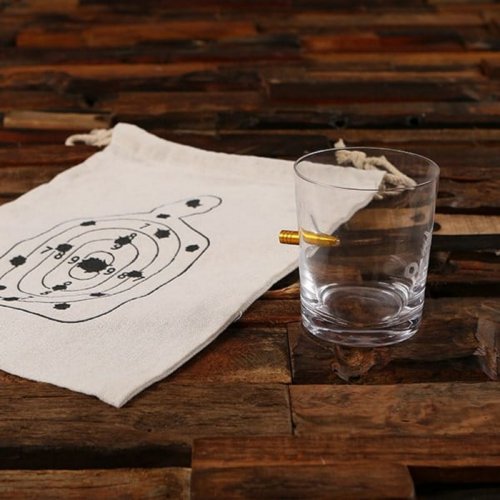 Target Drawstring Bag with Bullet Whiskey Glass