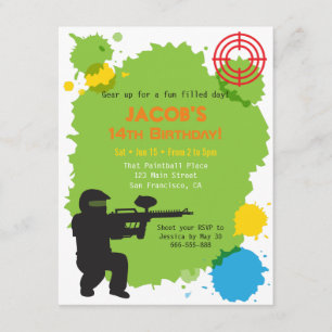 Target Locked Paintball Birthday Party Invitations