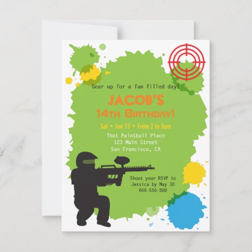 Target Locked Paintball Birthday Party Invitations